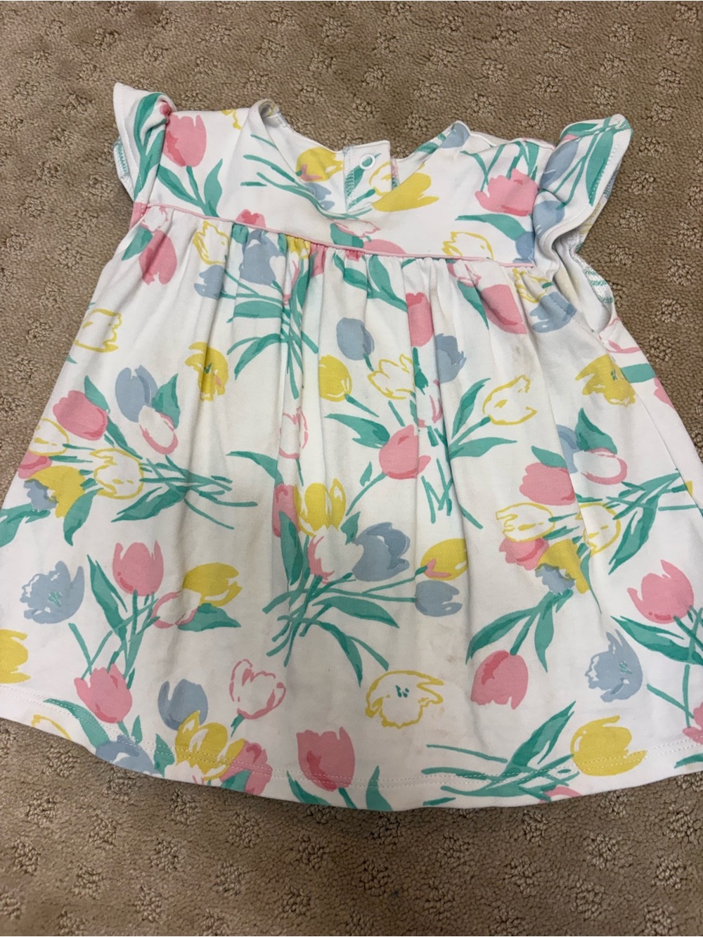 Beaufort bonnet White Floral Cotton top - Pink, Yellow & Blue Tulips